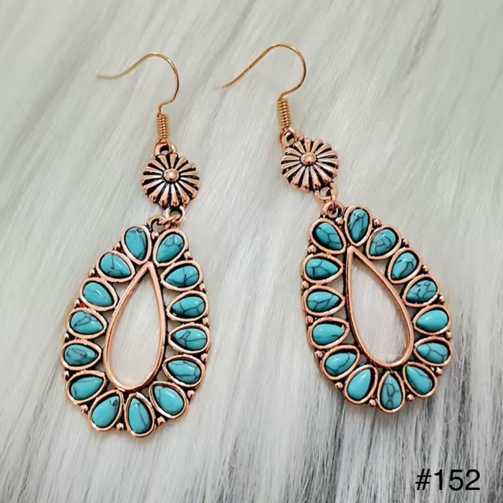 Bronzed Copper & Inspired Turquoise Dangle Earrings